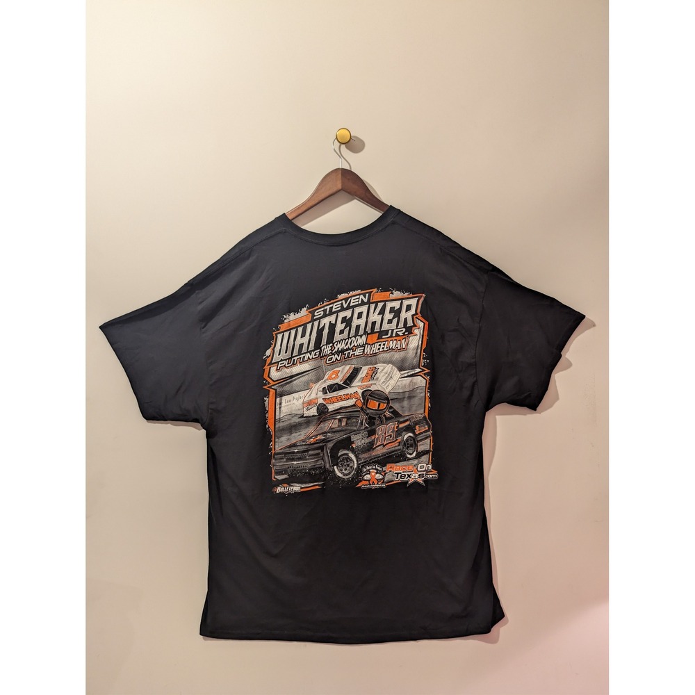 Gildan Steven Whiteaker Jr Racing T-Shirt Mens 3XL Black Excellent Graphic Tee